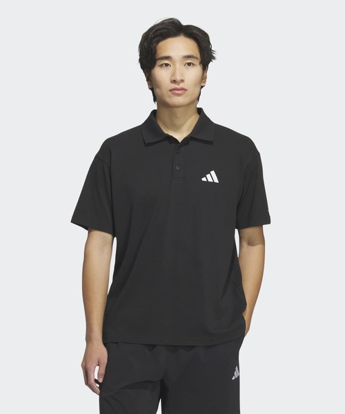 Essentials Plus Loose Fit Smoother Logo — поло‑футболка adidas, короткий рукав