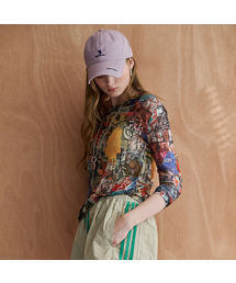 [MAXZA Athleisure] ヴィンテージグラフィティコラージュシースルーメッシュTシャツ