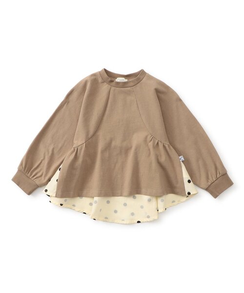 Seraph(セラフ)の「ギャザーたっぷり イレヘムデザイントップス(Tシャツ/カットソー・キッズ・ブラウン/オレンジ・130/120/100/110/90/80/140)」の2枚目の写真