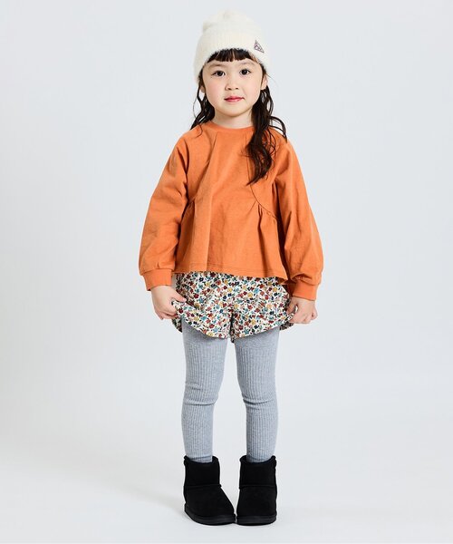 Seraph(セラフ)の「ギャザーたっぷり イレヘムデザイントップス(Tシャツ/カットソー・キッズ・ブラウン/オレンジ・130/120/100/110/90/80/140)」の3枚目の写真