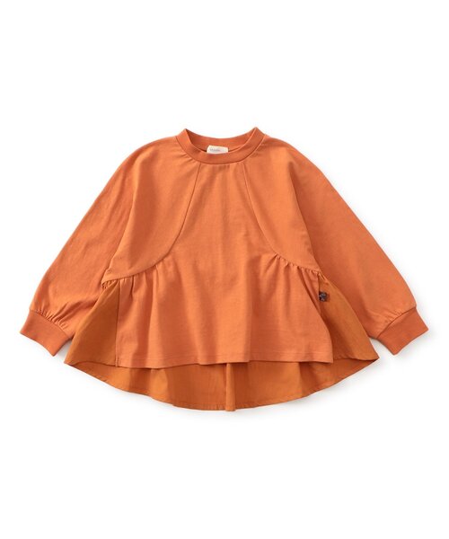 Seraph(セラフ)の「ギャザーたっぷり イレヘムデザイントップス(Tシャツ/カットソー・キッズ・ブラウン/オレンジ・130/120/100/110/90/80/140)」の5枚目の写真