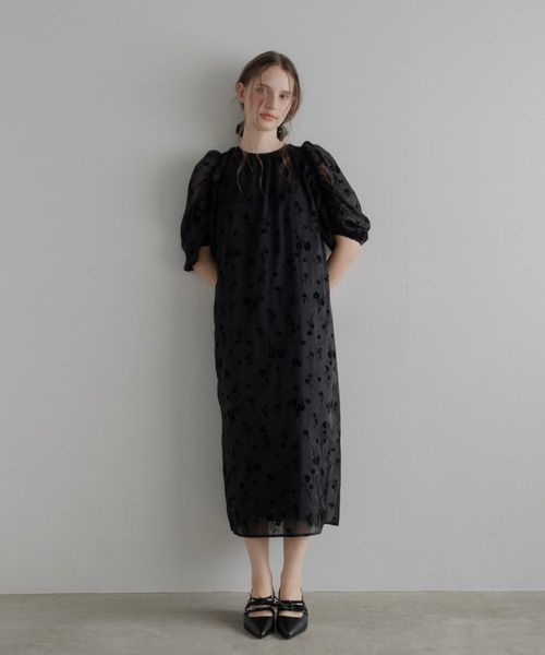 JUMELLE(ジュメロ)の「フロッキーフラワードレス(ドレス・レディース・ピンク/ブラック・SMALL/MEDIUM)」の11枚目の写真