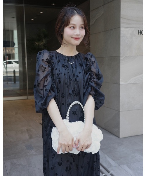 JUMELLE(ジュメロ)の「フロッキーフラワードレス(ドレス・レディース・ピンク/ブラック・SMALL/MEDIUM)」の15枚目の写真