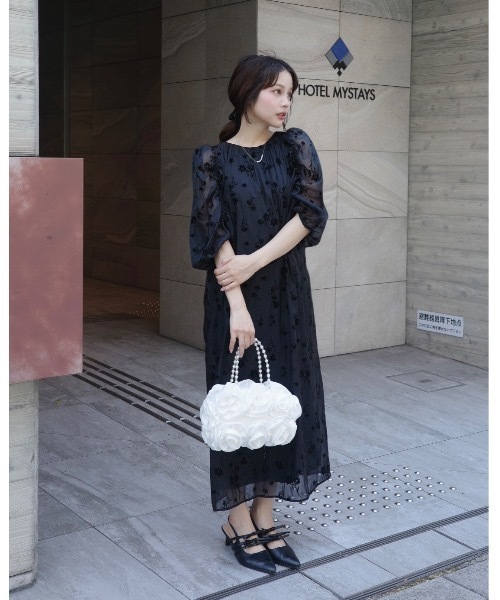 JUMELLE(ジュメロ)の「フロッキーフラワードレス(ドレス・レディース・ピンク/ブラック・SMALL/MEDIUM)」の13枚目の写真