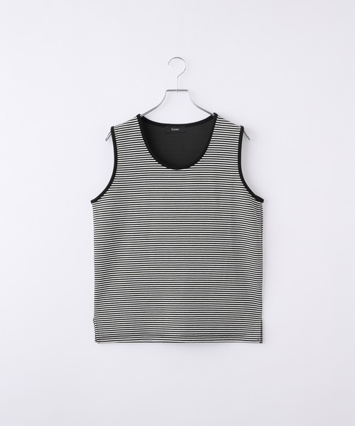Loose/ルース（ルース）の「ドレープボーダーショートタンクトップ（タンクトップ・メンズ・ホワイト系/ブラック系・S/M/L）」の6枚目の写真