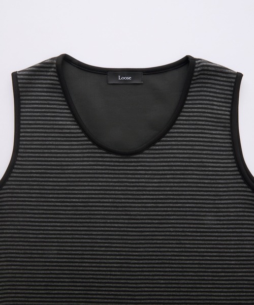 Loose/ルース（ルース）の「ドレープボーダーショートタンクトップ（タンクトップ・メンズ・ホワイト系/ブラック系・S/M/L）」の12枚目の写真