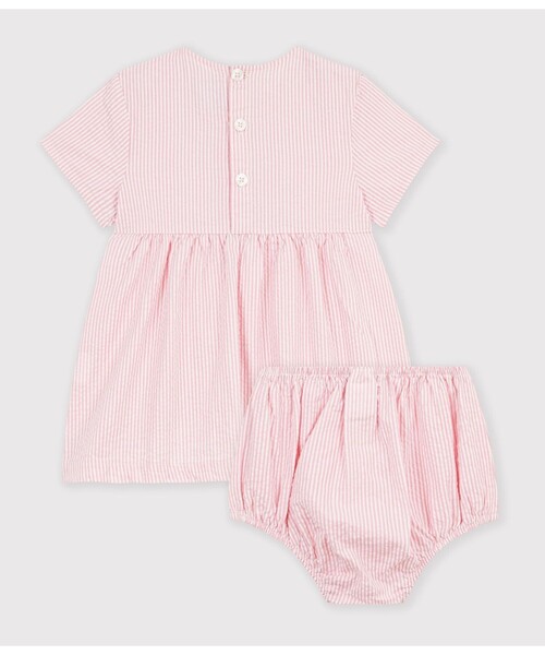 PETIT BATEAU(プチバトー)の「シアサッカーワンピース&ブルマセット(ワンピース・キッズ・ホワイト×ピンク・18MONTH/12MONTH/24MONTH/36MONTH)」の3枚目の写真