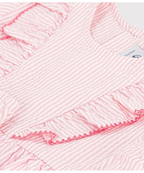 PETIT BATEAU(プチバトー)の「シアサッカーワンピース&ブルマセット(ワンピース・キッズ・ホワイト×ピンク・18MONTH/12MONTH/24MONTH/36MONTH)」の4枚目の写真