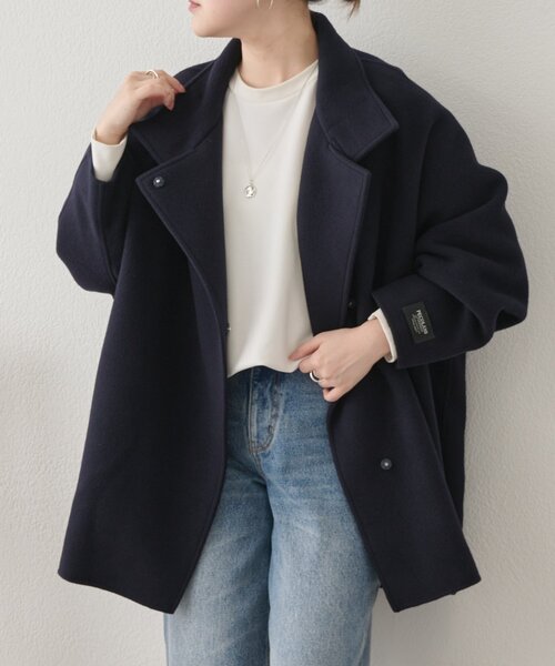 BEARDSLEY(ビアズリー)の「《8/28(金)12:00予約開始》ドルマンリバーコート(その他アウター・レディース・ネイビー/ブラック・0/1)」の2枚目の写真
