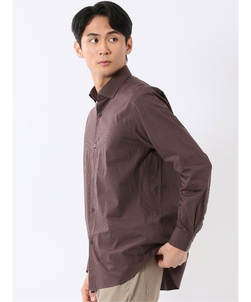 TAKA-Q(タカキュー)の「シャツ 長袖 メンズ ストレッチ 綿 コットン ブロード ワイドカラー プリント 総柄 チェック(シャツ/ブラウス・メンズ・ブラック×ホワイト/ブラウン・X-LARGE/LARGE/MEDIUM)」の16枚目の写真