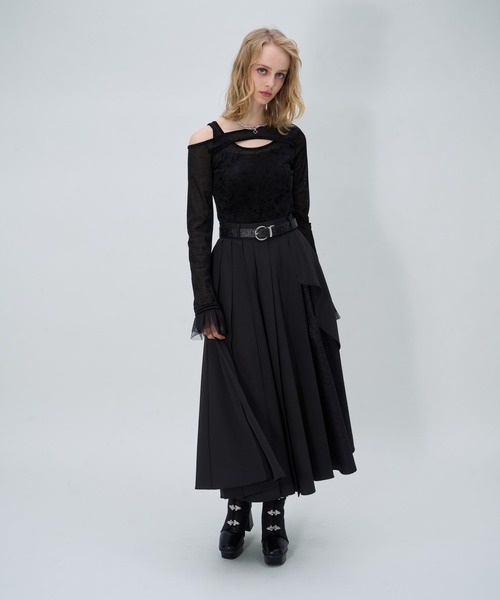 HARE(ハレ)の「カットアウトシアーベロアカットソー(HARE)(Tシャツ/カットソー・レディース・ブラック/ライトインディゴブルー・FREE)」の4枚目の写真