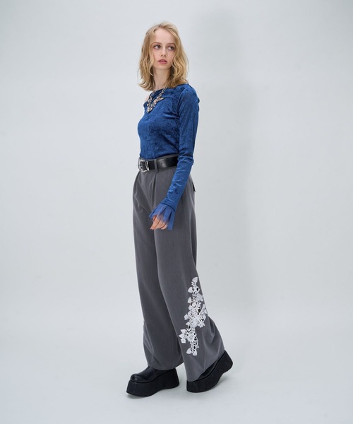 HARE(ハレ)の「カットアウトシアーベロアカットソー(HARE)(Tシャツ/カットソー・レディース・ブラック/ライトインディゴブルー・FREE)」の20枚目の写真