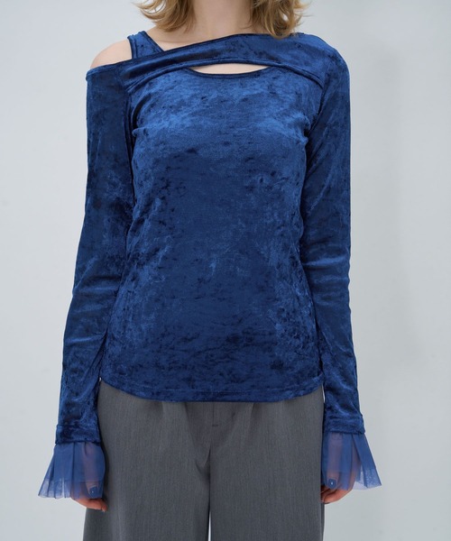 HARE(ハレ)の「カットアウトシアーベロアカットソー(HARE)(Tシャツ/カットソー・レディース・ブラック/ライトインディゴブルー・FREE)」の16枚目の写真