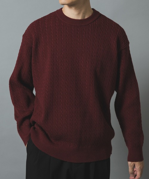 ITEMS URBANRESEARCH(アイテムズ アーバンリサーチ)の「ミニケーブルクルーネックニットプルオーバー(ニット/セーター・メンズ・ブラック/モカ/ホワイト/バーガンディー・MEDIUM/LARGE)」の19枚目の写真