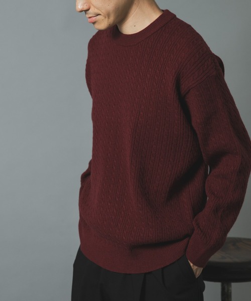 ITEMS URBANRESEARCH(アイテムズ アーバンリサーチ)の「ミニケーブルクルーネックニットプルオーバー(ニット/セーター・メンズ・ブラック/モカ/ホワイト/バーガンディー・MEDIUM/LARGE)」の20枚目の写真
