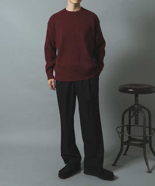 ITEMS URBANRESEARCH(アイテムズ アーバンリサーチ)の「ミニケーブルクルーネックニットプルオーバー(ニット/セーター・メンズ・ブラック/モカ/ホワイト/バーガンディー・MEDIUM/LARGE)」の21枚目の写真