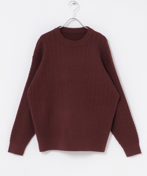 ITEMS URBANRESEARCH(アイテムズ アーバンリサーチ)の「ミニケーブルクルーネックニットプルオーバー(ニット/セーター・メンズ・ブラック/モカ/ホワイト/バーガンディー・MEDIUM/LARGE)」の11枚目の写真