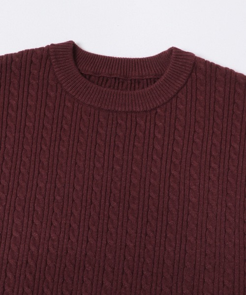 ITEMS URBANRESEARCH(アイテムズ アーバンリサーチ)の「ミニケーブルクルーネックニットプルオーバー(ニット/セーター・メンズ・ブラック/モカ/ホワイト/バーガンディー・MEDIUM/LARGE)」の12枚目の写真