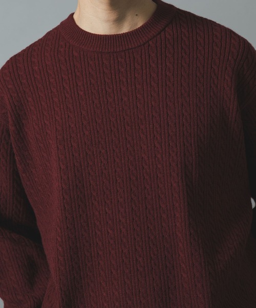 ITEMS URBANRESEARCH(アイテムズ アーバンリサーチ)の「ミニケーブルクルーネックニットプルオーバー(ニット/セーター・メンズ・ブラック/モカ/ホワイト/バーガンディー・MEDIUM/LARGE)」の17枚目の写真