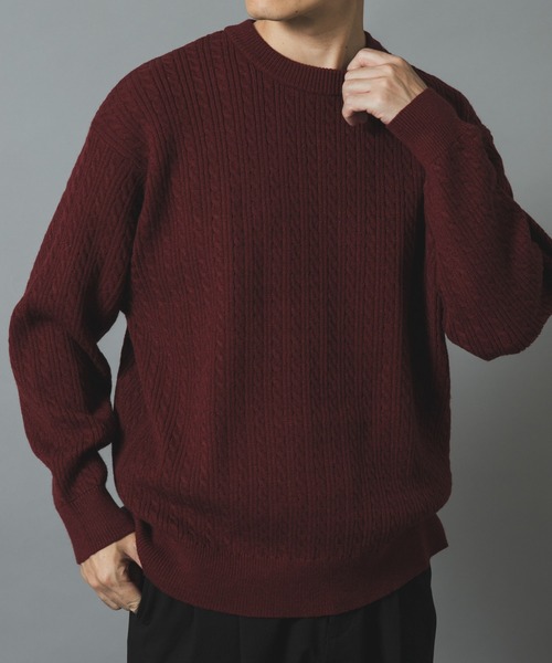 ITEMS URBANRESEARCH(アイテムズ アーバンリサーチ)の「ミニケーブルクルーネックニットプルオーバー(ニット/セーター・メンズ・ブラック/モカ/ホワイト/バーガンディー・MEDIUM/LARGE)」の18枚目の写真