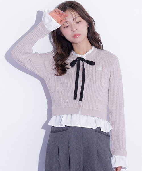 JILL by JILL STUART(ジルバイジルスチュアート)の「フリルカラーケーブルニット(ニット/セーター・レディース・ピンク/グレー/ネイビー・FREE)」の8枚目の写真