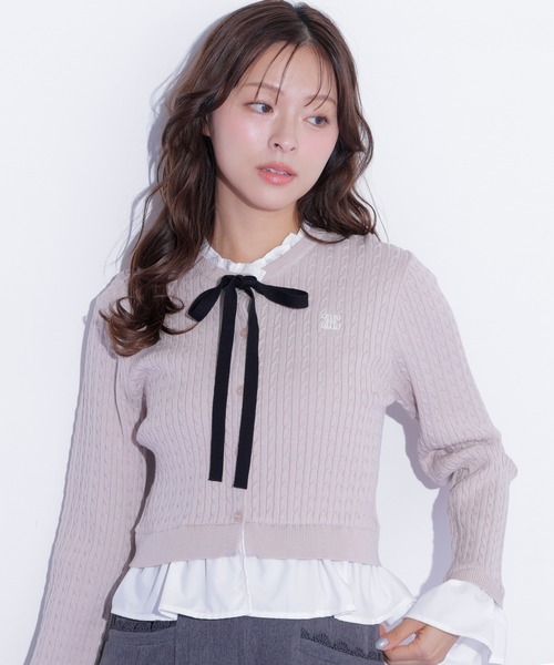 JILL by JILL STUART(ジルバイジルスチュアート)の「フリルカラーケーブルニット(ニット/セーター・レディース・ピンク/グレー/ネイビー・FREE)」の6枚目の写真