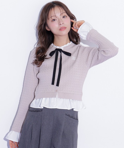 JILL by JILL STUART(ジルバイジルスチュアート)の「フリルカラーケーブルニット(ニット/セーター・レディース・ピンク/グレー/ネイビー・FREE)」の7枚目の写真