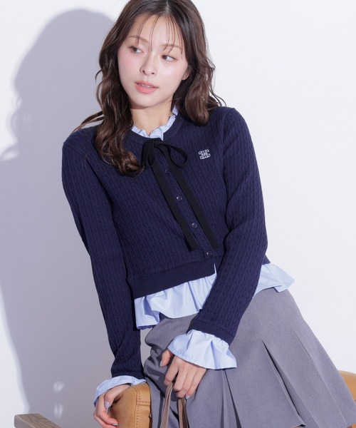 JILL by JILL STUART(ジルバイジルスチュアート)の「フリルカラーケーブルニット(ニット/セーター・レディース・ピンク/グレー/ネイビー・FREE)」の15枚目の写真