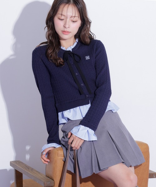 JILL by JILL STUART(ジルバイジルスチュアート)の「フリルカラーケーブルニット(ニット/セーター・レディース・ピンク/グレー/ネイビー・FREE)」の14枚目の写真