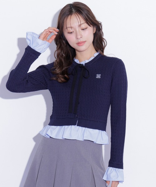 JILL by JILL STUART(ジルバイジルスチュアート)の「フリルカラーケーブルニット(ニット/セーター・レディース・ピンク/グレー/ネイビー・FREE)」の16枚目の写真