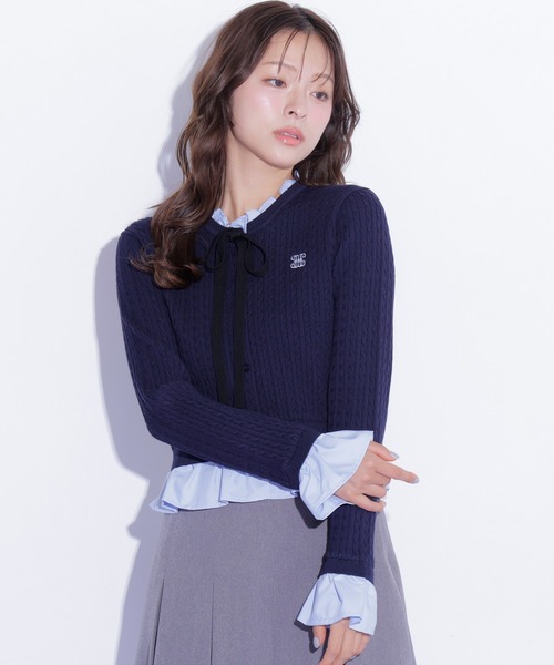 JILL by JILL STUART(ジルバイジルスチュアート)の「フリルカラーケーブルニット(ニット/セーター・レディース・ピンク/グレー/ネイビー・FREE)」の18枚目の写真