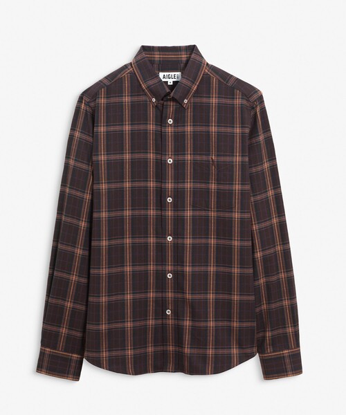 AIGLE(エーグル)の「コットン フランネルチェックシャツ ボタンダウンシャツ(シャツ/ブラウス・メンズ・ブラウン・S/M/L)」の7枚目の写真