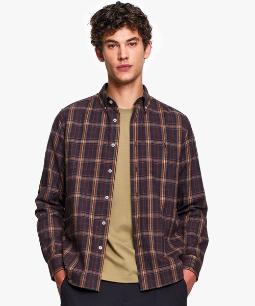 AIGLE(エーグル)の「コットン フランネルチェックシャツ ボタンダウンシャツ(シャツ/ブラウス・メンズ・ブラウン・S/M/L)」の9枚目の写真