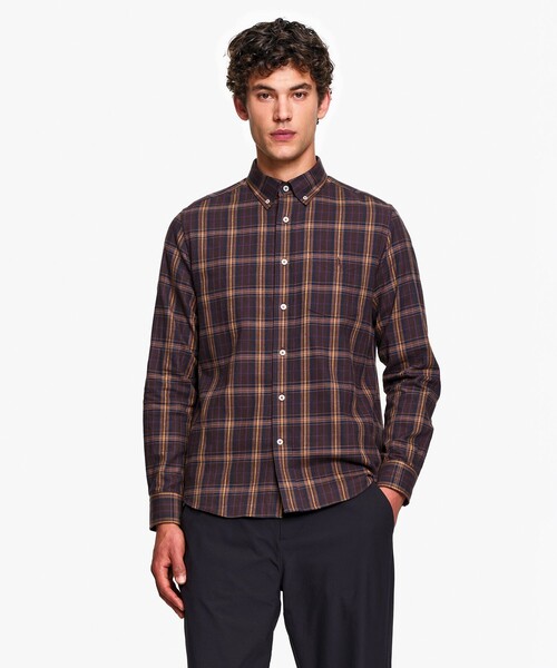 AIGLE(エーグル)の「コットン フランネルチェックシャツ ボタンダウンシャツ(シャツ/ブラウス・メンズ・ブラウン・S/M/L)」の10枚目の写真
