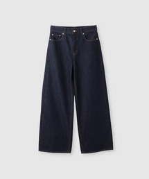 【NAVY/ネイビー】マイデニ ハイウェスト バギーデニムパンツ