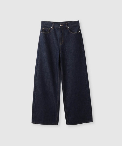 NAVY（ネイビー）の「【NAVY/ネイビー】マイデニ ハイウェスト バギーデニムパンツ（デニムパンツ・レディース・ブラック/ネイビー・S/L/M）」の2枚目の写真