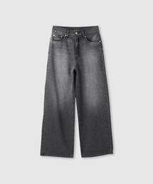 【NAVY/ネイビー】マイデニ ハイウェスト バギーデニムパンツ