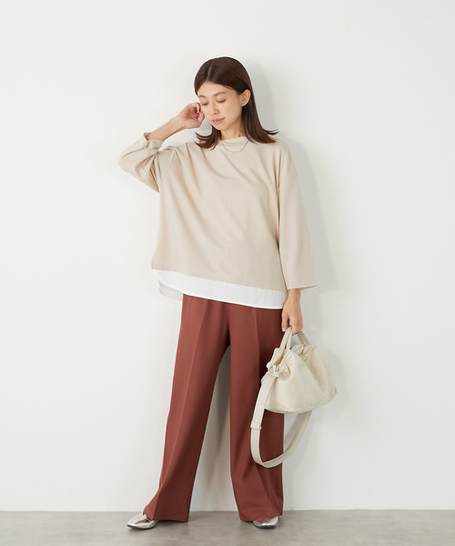 MELROSE claire(メルローズ クレール)の「【変形ワッフル+ファブリックプルオーバー】(Tシャツ/カットソー・レディース・グレー/ベージュ/ブラック・FREE)」の11枚目の写真