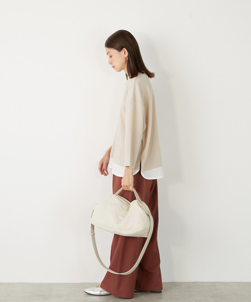 MELROSE claire(メルローズ クレール)の「【変形ワッフル+ファブリックプルオーバー】(Tシャツ/カットソー・レディース・グレー/ベージュ/ブラック・FREE)」の12枚目の写真