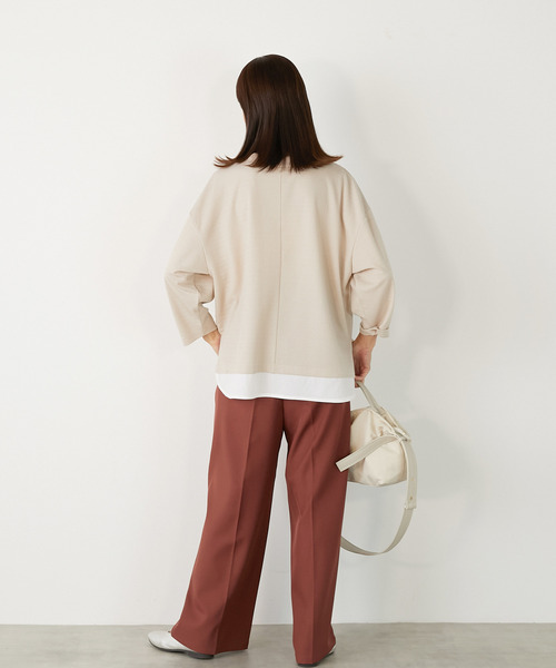 MELROSE claire(メルローズ クレール)の「【変形ワッフル+ファブリックプルオーバー】(Tシャツ/カットソー・レディース・グレー/ベージュ/ブラック・FREE)」の13枚目の写真