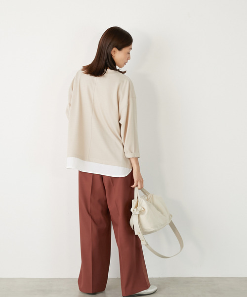MELROSE claire(メルローズ クレール)の「【変形ワッフル+ファブリックプルオーバー】(Tシャツ/カットソー・レディース・グレー/ベージュ/ブラック・FREE)」の14枚目の写真