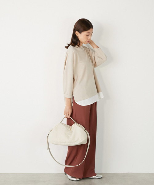 MELROSE claire(メルローズ クレール)の「【変形ワッフル+ファブリックプルオーバー】(Tシャツ/カットソー・レディース・グレー/ベージュ/ブラック・FREE)」の15枚目の写真