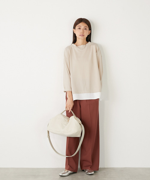 MELROSE claire(メルローズ クレール)の「【変形ワッフル+ファブリックプルオーバー】(Tシャツ/カットソー・レディース・グレー/ベージュ/ブラック・FREE)」の17枚目の写真