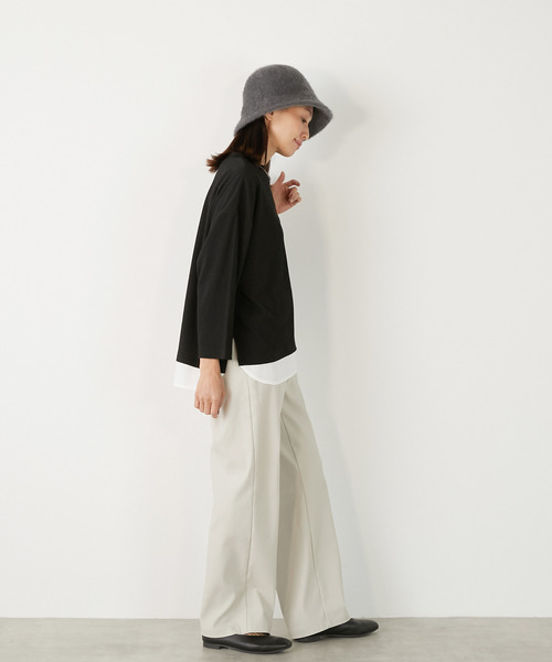 MELROSE claire(メルローズ クレール)の「【変形ワッフル+ファブリックプルオーバー】(Tシャツ/カットソー・レディース・グレー/ベージュ/ブラック・FREE)」の6枚目の写真