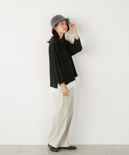 MELROSE claire(メルローズ クレール)の「【変形ワッフル+ファブリックプルオーバー】(Tシャツ/カットソー・レディース・グレー/ベージュ/ブラック・FREE)」の7枚目の写真