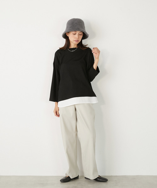 MELROSE claire(メルローズ クレール)の「【変形ワッフル+ファブリックプルオーバー】(Tシャツ/カットソー・レディース・グレー/ベージュ/ブラック・FREE)」の8枚目の写真