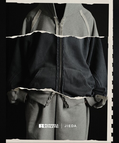 JIEDA（ジエダ）の「【RUSSELL×jieDa】 Campus Sweat Zip Hoodie / スウェット ジップフーディー / ユニセックス / コラボ（パーカー・メンズ・ブラック/レッド/グレー・M/XL/L）」の7枚目の写真