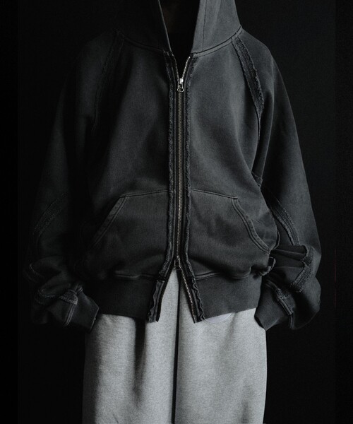 JIEDA（ジエダ）の「【RUSSELL×jieDa】 Campus Sweat Zip Hoodie / スウェット ジップフーディー / ユニセックス / コラボ（パーカー・メンズ・ブラック/レッド/グレー・M/XL/L）」の8枚目の写真