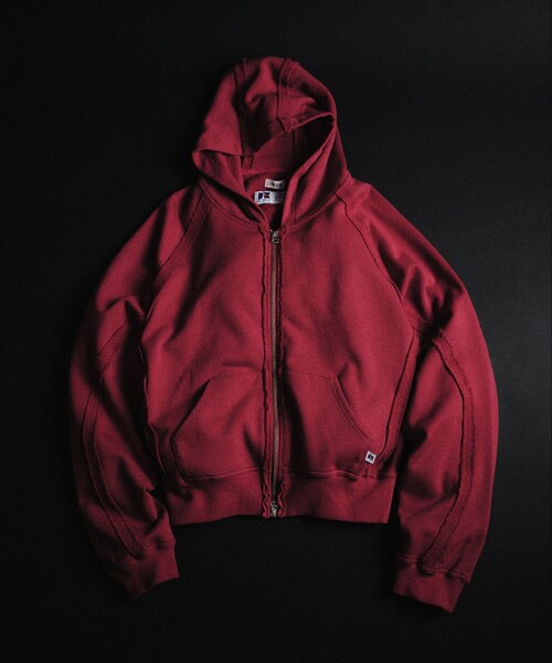 JIEDA（ジエダ）の「【RUSSELL×jieDa】 Campus Sweat Zip Hoodie / スウェット ジップフーディー / ユニセックス / コラボ（パーカー・メンズ・ブラック/レッド/グレー・M/XL/L）」の13枚目の写真