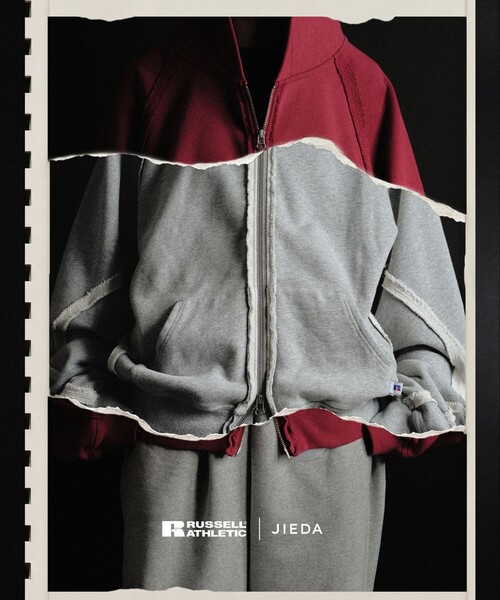 JIEDA（ジエダ）の「【RUSSELL×jieDa】 Campus Sweat Zip Hoodie / スウェット ジップフーディー / ユニセックス / コラボ（パーカー・メンズ・ブラック/レッド/グレー・M/XL/L）」の14枚目の写真